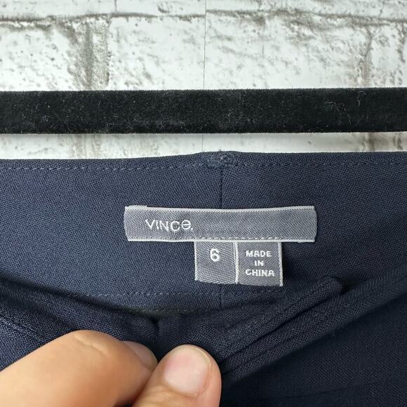 Vince Pants Wool Trousers Colorblock Contrast Skinny Ankle Navy Blue Black 6 - Picture 3 of 9